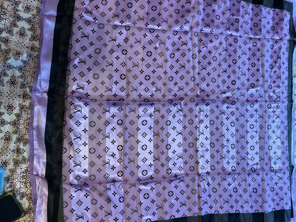 Louis Vuitton Monogram Silk Scarf Lilac Purple Black Wrap